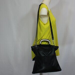 Maurizio Taiuti Convertible Black Soft Leather Handbag ITALY Adjustable Strap